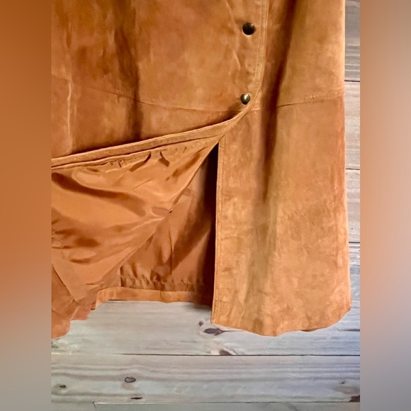 VINTAGE BECHAMEL SANTA FE STYLE A-LINE SUEDE MIDI SKIRT - Picture 5 of 6